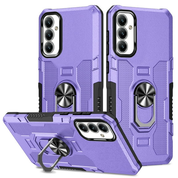 Compatible for Samsung Galaxy A03s Case with Kickstand & Slide Camera Cover, Built-in 360° Rotate Ring Stand Magnetic Car Military Grade Shockproof Phone Cover Case for Samsung Galaxy A03s,Purple