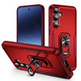 thumbnail image 1 of Compatible with Samsung Galaxy A05s Case, [Military Grade] [Support Magnetic Car Mount ] Rotatable Ring Kickstand Hybrid Hard PC Soft TPU Shockproof Protective Cover Case - Red+Rose, 1 of 20