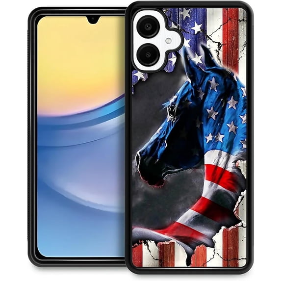 Compatible with Samsung Galaxy A06 Case, American Flag Horse Anti-Skid ...