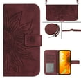 thumbnail image 1 of Compatible with Samsung Galaxy A06 Case, Flower Embossed Wallet PU Leather Case with Card Holder Slots Protective Heavy Duty Folio Cover Crossbody Strap Case Cover for A06, Winered, 1 of 10