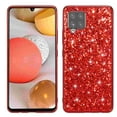 thumbnail image 1 of Compatible with Samsung Galaxy A12 5G Glitter Plating Case, Luxury Bling Sparkly Shiny Cute Soft TPU Plating Bumper Raised Camera Shockproof Back Cover Wireless Charging for Women Girl, Red, 1 of 7