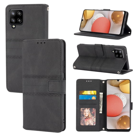 Compatible for Samsung Galaxy A12 5G Wallet Case with Card Slots Kickstand Crossbody Cover, Soft TPU Protective Flip Case for Samsung Galaxy A12 5G 6.5 Inch,Black
