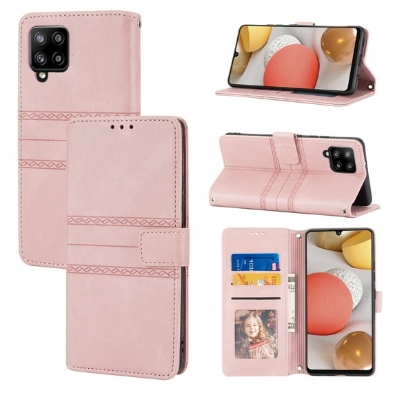 Compatible for Samsung Galaxy A12 5G Wallet Case with Card Slots Kickstand Crossbody Cover, Soft TPU Protective Flip Case for Samsung Galaxy A12 5G 6.5 Inch,Pink