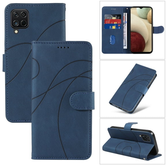 Compatible with Samsung Galaxy A12 5G Wallet Case, Protective Vintage Premium PU Leather Flip with Card Holders Kickstand & Wrist Strap Folio Case Cover for Men Women for Galaxy A12 5G, Darkblue