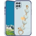 thumbnail image 1 of Compatible with Samsung Galaxy A12 Case Silicone with Heart Wrist Strap Chain Pink,Plating Phone Samsung M12 Case Shockproof Thin and Soft Cover (Blue), 1 of 7