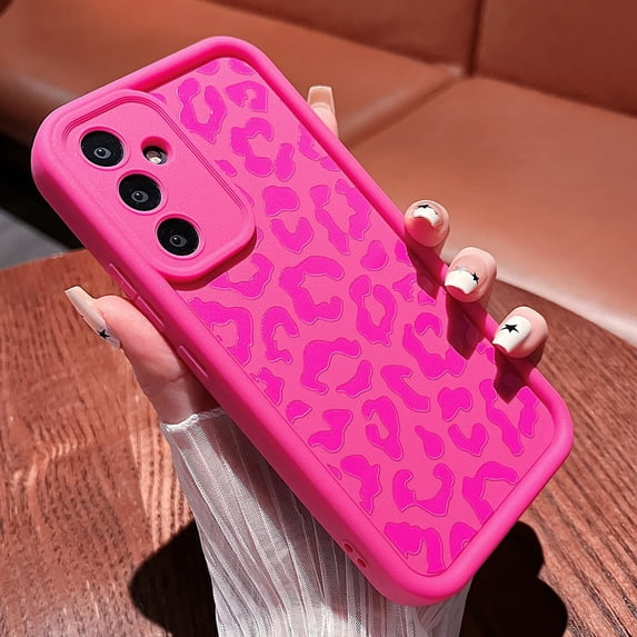 Compatible with Samsung Galaxy A13 4G Case,Cute Cheetah Print Pattern Design,Soft TPU Slim Girly Leopard Phone Case Bumper Shockproof Protective Cover for Women Girls 6.5inch-Hot Pink