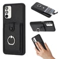 thumbnail image 1 of Compatible with Samsung Galaxy A13 4G Wallet Phone Case,360°Rotation Finger Ring Holder Kickstand,with Card Holder,Lychee Pattern PU Leather Durable Shockproof Rugged Phone Case,Black, 1 of 12
