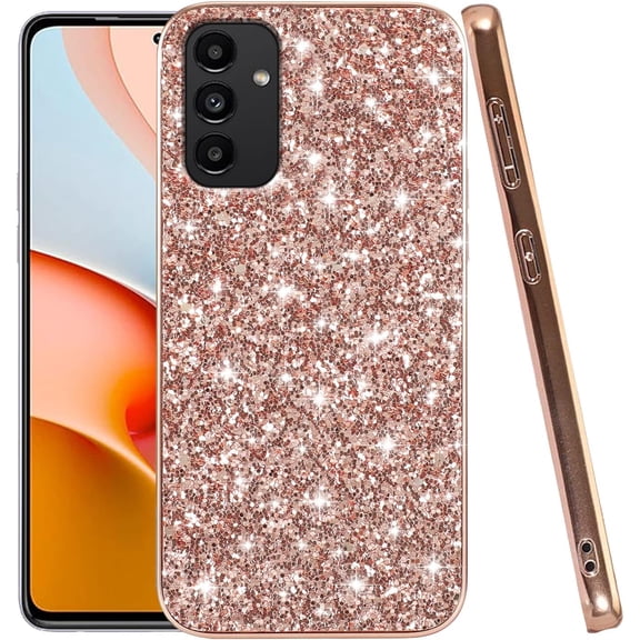 Compatible with Samsung Galaxy A13 5g Case Glitter Shockproof, Phone Case for Galaxy A13 5g Bling Sparkly TPU and PC Silicone Shiny Girl Women Thin Protective Cover (Rose Gold)