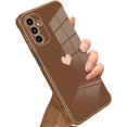 thumbnail image 1 of Compatible with Samsung Galaxy A13 Case Love Heart Plating Electroplate Luxury Elegant Case Camera Protector Soft TPU Shockproof Protective Corner Back Cover Galaxy A13 Case -Brown, 1 of 10