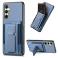 thumbnail image 1 of Compatible for Samsung Galaxy A14 5G Carbon Fiber Texture Wallet Case with Credit Card Slots, Shockproof Protection Business PU Leather Flip Kickstand Phone Cover for Galaxy A14 5G, Blue, 1 of 9
