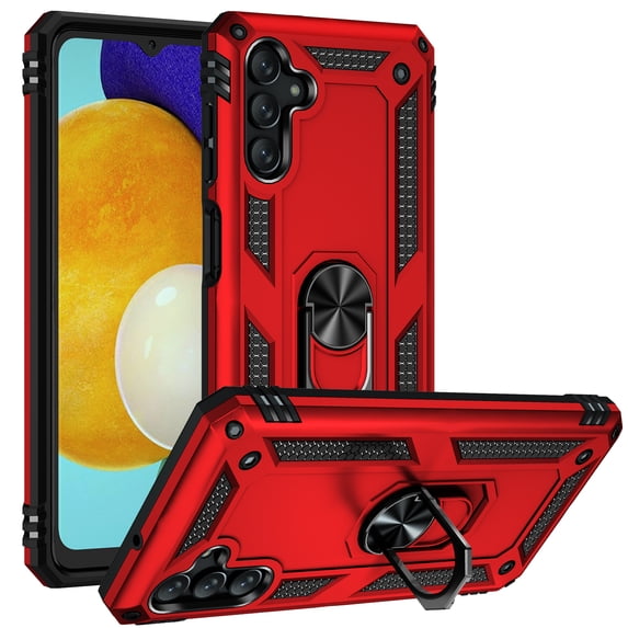 Compatible with Samsung Galaxy A14 5G Case Built-in 360 Ring Holder Kickstand, Extreme Protection Military Armor Magnetic Car Dual Layer Protective Heavy Duty Phone Cover,Red