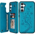 thumbnail image 1 of Compatible with Samsung Galaxy A14 5G Case Wallet with Card Slot Butterfly Embossing Flip Leather Magnetic Clasp Protective Phone Case for Samsung Galaxy A14 Case Wallet(Blue-6.6 inch), 1 of 14