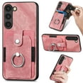 thumbnail image 1 of Compatible with Samsung Galaxy A14 5G, Classic Card Slots 360 Rotating Finger Ring Kickstand PU Leather + TPU Frame Magnetic Closure Back Case Cover for Samsung Galaxy A14 5G, Pink, 1 of 12