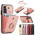 thumbnail image 1 of Compatible with Samsung Galaxy A14 5G Wallet Case, PU Leather Case with Card Holder, 360° Rotation Ring Kickstand, Shoulder Strap, Magnetic Snap Protective Case Designed for A14 5G, Rosegold, 1 of 7