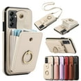 thumbnail image 1 of Compatible with Samsung Galaxy A14 5G Wallet Case, PU Leather Case with Card Holder, 360° Rotation Ring Kickstand, Shoulder Strap, Magnetic Snap Protective Case Designed for A14 5G, Beige, 1 of 7