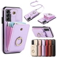thumbnail image 1 of Compatible with Samsung Galaxy A14 5G Wallet Case, PU Leather Case with Card Holder, 360° Rotation Ring Kickstand, Shoulder Strap, Magnetic Snap Protective Case Designed for A14 5G, Purple, 1 of 7