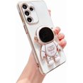thumbnail image 1 of Compatible with Samsung Galaxy A14 5g Phone Case Women Plating Astronaut Hidden Stand Case Camera Lens Protection Soft Shockproof Electroplated Case for Samsung Galaxy A14 6.6 inch (White), 1 of 11