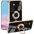 thumbnail image 1 of Compatible with Samsung Galaxy A15 5g Case with Ring Holder Pink, Aesthetic Phone Case Samsung A15 5g Case Silicone Soft TPU Slim Cover Shockproof Luxury with Kickstand (Black), 1 of 14