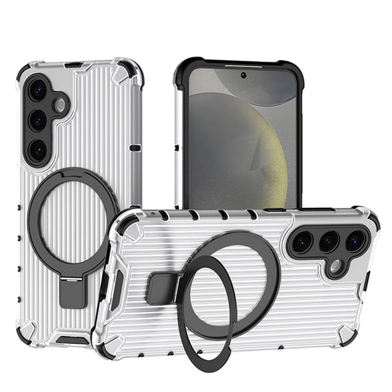 Compatible with Samsung Galaxy A15 Case, Slim Soft TPU Hard PC Phone Cases Fit for Samsung Galaxy A15 Compatible with MagSafe Magnetic Function Rotating Ring Kickstand Stand Matte Case, Clear