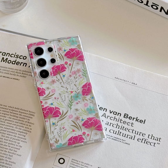 Compatible with Samsung Galaxy A15, Luxury TPU Clear Floral Pattern Anti-Scratch Anti-Yellow Back Case Shockproof Drop Protective Thin Fit Phone Case for Samsung Galaxy A15, Rose Flower