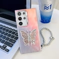 thumbnail image 1 of Compatible with Samsung Galaxy A15 Plating Frosted Case, with Colourful Laser Back and Butterfly Kickstand for Women Girls Cute Protective Phone Case Cover with Hand Chain Bracelet, C, 1 of 10