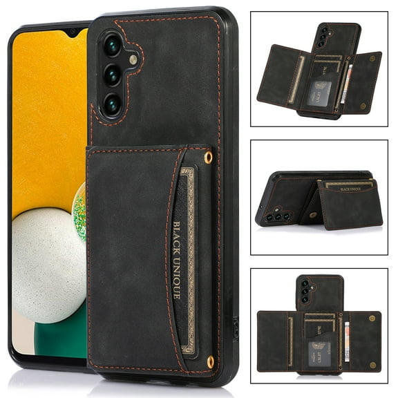 Compatible with Samsung Galaxy A15 Wallet Case, with Card Holder, PU Leather Kickstand Card Slots Case, Magnetic Clasp and Durable Shockproof Cover for Samsung Galaxy A15,Black