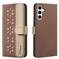 thumbnail image 1 of Compatible with Samsung Galaxy A16 5G/4G Wallet Case with Card Holder, Premium PU Leather Floral Design Flip Cover with Kickstand Magnetic Closure, RFID Blocking Phone Case for A16 5G/4G, Brown, 1 of 6