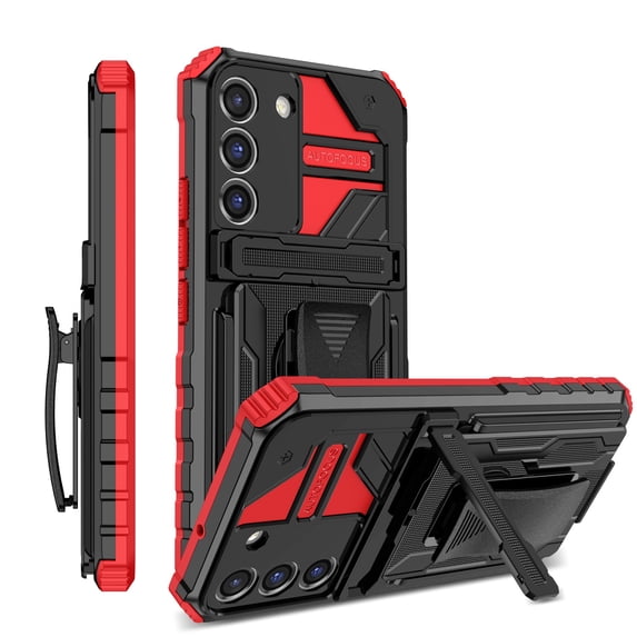 Compatible with Samsung Galaxy A16 5G Back Case, 360 Rotating Removable Belt Clip & Hidden Kickstand & Hard PC + Soft TPU & Anti-fall & Shock Absorption Phone Case for Galaxy A16 5G, Red