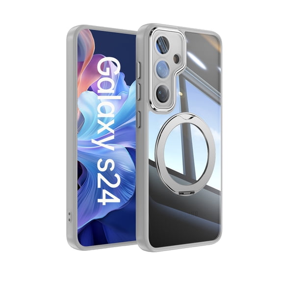 Compatible for Samsung Galaxy A16 5G Phone Case with Stand, Rotatable Ring Holder Kickstand Rugged Shockproof Protective Cover Case with Camera Lens Protector for Samsung Galaxy A16 5G, Gray