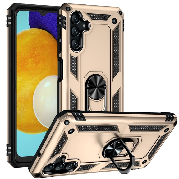 Compatible with Samsung Galaxy A16 5G Protective Case,Heavy Duty Shockproof Armor Phone Case with 360° Rotating Metal Ring Holder Kickstand Military Grade Protection Rugged Cover,Gold