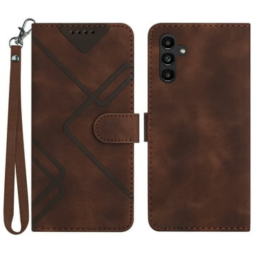 Compatible with Samsung Galaxy A16 5G Vintage Wallet Case, with Wrist Strap PU Leather Flip Card Slots Holder Kickstand Magnetic Closure Phone Case Cover for A16 5G for Women Men, Brown