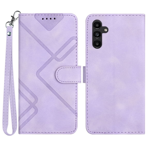 Compatible with Samsung Galaxy A16 5G Vintage Wallet Case, with Wrist Strap PU Leather Flip Card Slots Holder Kickstand Magnetic Closure Phone Case Cover for A16 5G for Women Men, Purple