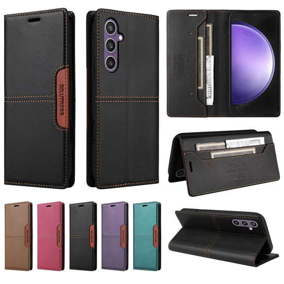 Compatible WIth Samsung Galaxy A16 5G Wallet Case,Magnetic Closure,Flip Folding Kickstand,With Card Slots,[RFID Blocking],With Shoulder Strap&Lanyard,PU Leather+TPU Shockproof Phone Case,Black