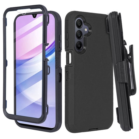 Compatible For Samsung Galaxy A16 Case by Thousand Gear– Heavy Duty Rugged Protective Cover with Belt Clip Holster & Built-in Screen Protector – Black