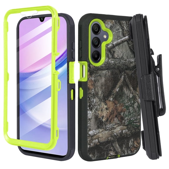 Compatible For Samsung Galaxy A16 Case by Thousand Gear Heavy Duty Rugged Protective Cover with Belt Clip Holster & Built-in Screen Protector Camo Green