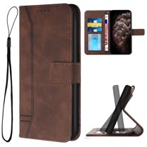 Compatible with Samsung Galaxy A17 5G Wallet Case, Premium PU Leather Folio RFID Blocking with Card Slot Wrist Strap Magnetic Closure Built-in Kickstand Protective Case,Coffee
