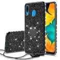 thumbnail image 1 of Compatible for Samsung Galaxy A20 Case, Galaxy A30 Case, SOGA Glitter Diamond Rhinestone TPU Phone Cover with Ring Stand and Lanyard Girls Women Cover (Black), 1 of 5