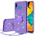 thumbnail image 1 of Compatible for Samsung Galaxy A20 Case, Galaxy A30 Case, SOGA Glitter Diamond Rhinestone TPU Phone Cover with Ring Stand and Lanyard Girls Women Cover (Purple), 1 of 5