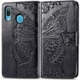 thumbnail image 1 of Compatible with Samsung Galaxy A20 Wallet Case for Women, Leather Flip Folio with Kickstand Magnetic and Card Holder Protective Case for Samsung Galaxy A20 / A30 Butterfly Black SD, 1 of 14