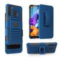 thumbnail image 1 of Compatible for Samsung Galaxy A21 Case with Tempered Glass Screen Protector Belt Clip Holster Defender Rugged Shock Proof Armor Heavy Protection Phone Cover w/ Magnetic Mount Plate [Blue], 1 of 8