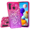 thumbnail image 1 of Compatible for Samsung Galaxy A21 Case with Tempered Glass Screen Protector SOGA Diamond Liquid Quicksand Cover Cute Girl Women Phone Case - Pink / Purple, 1 of 5