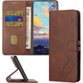 thumbnail image 1 of Compatible with Samsung Galaxy A21 Wallet Case, Galaxy A21 Leather Flip Folio Case with Card Holders Kickstand Magnetic Feature Shockproof Case for Samsung Galaxy A21 Matte Brown, 1 of 9