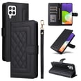 thumbnail image 1 of Compatible with Samsung Galaxy A22 4G Case, Premium Leather Wallet Book Case Magnetic Flip RFID Blocking Credit Card Holder Kickstand with Wrist Strap Shock Absorbing Case, Black, 1 of 11
