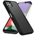 thumbnail image 1 of Compatible with Samsung Galaxy A22 5G Phone Case Tempered Glass Screen Protector Hybrid Rugged Shockproof Hard Protective Drop Proof Full Body Heavy Duty Mobile Cell Cover for A 22 22A A22s G5 Black, 1 of 8
