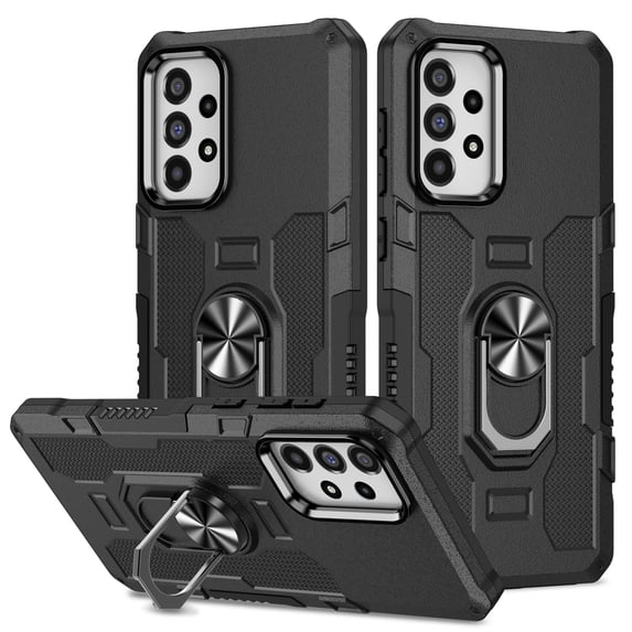 Compatible for Samsung Galaxy A23 4G Case with Kickstand & Slide Camera Cover, Built-in 360° Rotate Ring Stand Magnetic Car Military Grade Shockproof Phone Cover Case for Samsung Galaxy A23 4G,Black