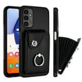 thumbnail image 1 of Compatible for Samsung Galaxy A25 5G Case with Card Holder, Wallet Case for Women Men with Rotation Finger Ring Stand, Accordion Style PU Leather Shockproof Case for Galaxy A25 5G, Black, 1 of 7