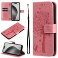 thumbnail image 1 of Compatible with Samsung Galaxy A25 5G Case Wallet Case with Kickstand Credit Card Holder Slots Cute Cat Butterfly & Tree Embossed Premium PU Leather Protective Phone Case with Wrist Strap,Pink, 1 of 8