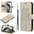 thumbnail image 1 of Compatible with Samsung Galaxy A25 5G Case Wallet Case with Kickstand Credit Card Holder Slots Cute Cat Butterfly & Tree Embossed Premium PU Leather Protective Phone Case with Wrist Strap,Gold, 1 of 8