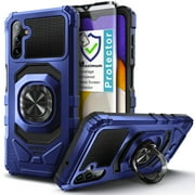 Compatible for Samsung Galaxy A25 5G Phone Case with Tempered Glass Screen Protector, Nagebee Full-Body Protective [Military-Grade] Magnetic Car Mount Ring Holder Durable Cover (Blue)