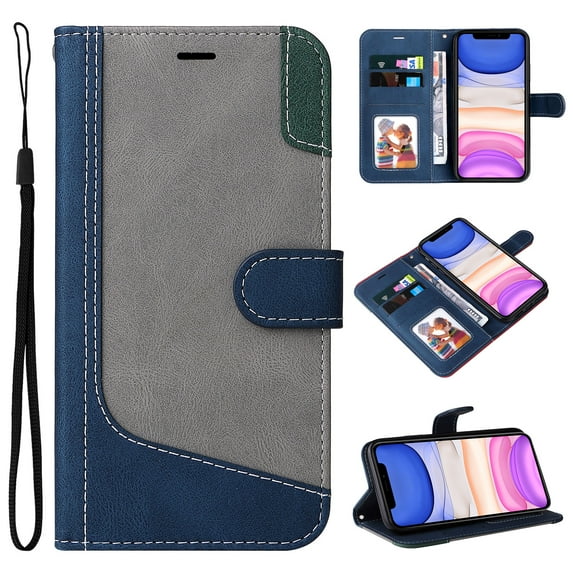 Compatible with Samsung Galaxy A25 5G Wallet Case, Shockproof Flip Folio Leather Wallet Cover with Card Slots Invisible Kickstand with wrist Strap Case Cover for Galaxy A25 5G,Blue